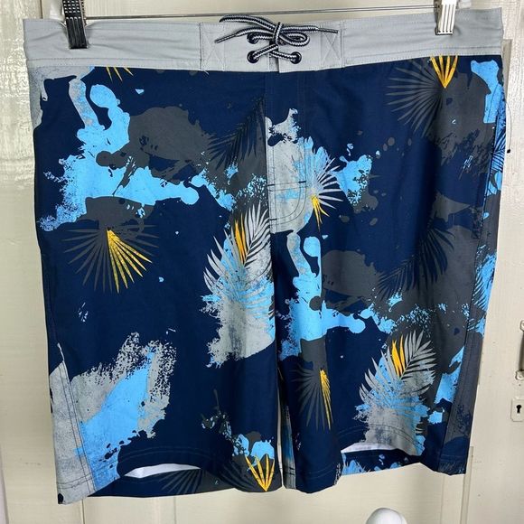 Tropical Tie Dye Men's Swim Trunks Large Board Shorts Palms Marble - Picture 13 of 13